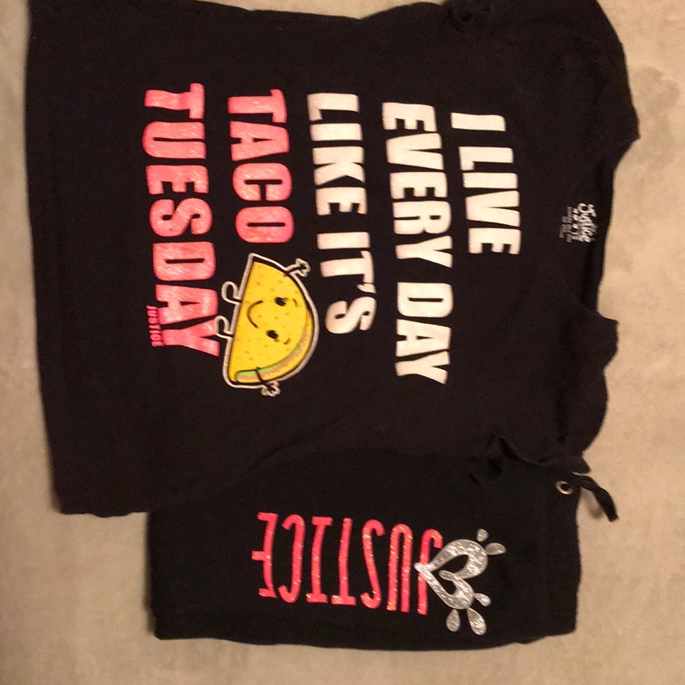 Justice soft tee and sweat pants